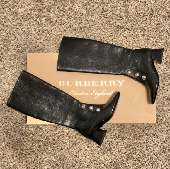 Burberry Knee High Leather Boots women's size 6 - Picture 1 of 11